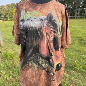 2003 The Mountain Brown Vintage Horse Tie-Dye T-Shirt size XL